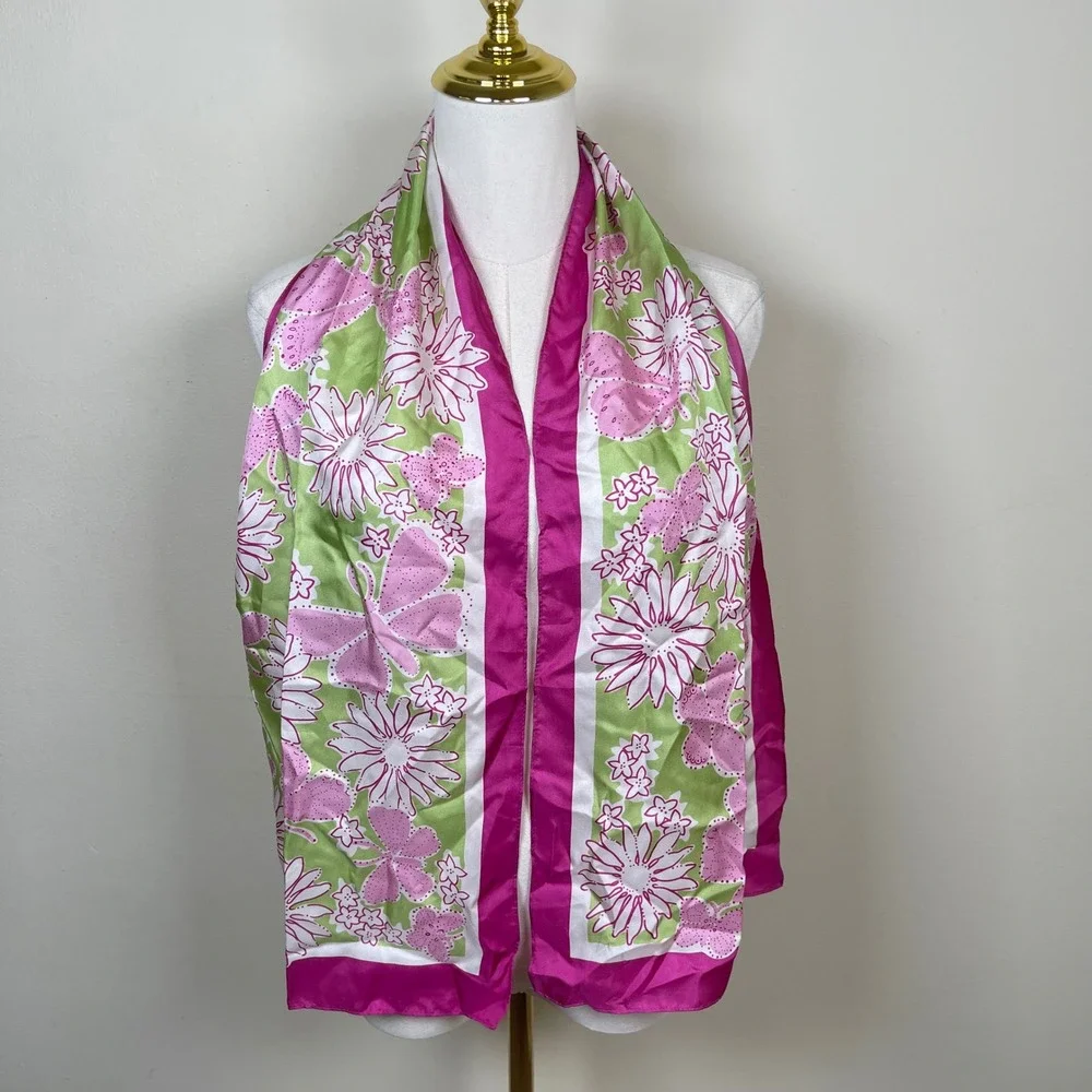 Lilly Pulitzer Scarf Ford Breast Cancer Awareness Pink Floral Silk Butterfly